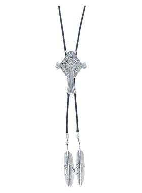 日韩复古英伦bolo tie牛仔波洛项链男士衬衫配饰罗马十字领绳