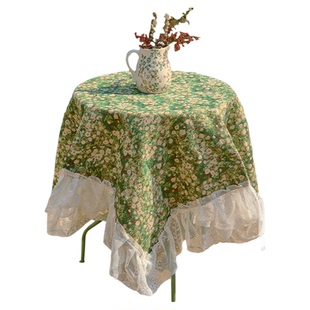 桌布法式田园绿色餐桌布油画高级感ins风长方形茶几装饰布置盖布