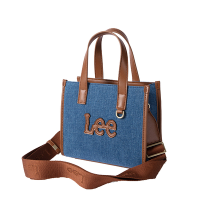Lee新款牛仔帆布托特包上课通勤包单肩斜跨包手提硬底女包