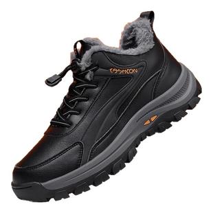 意尔康老人鞋男鞋秋冬季加绒棉鞋爸爸鞋中老年舒适防滑旅游健步鞋