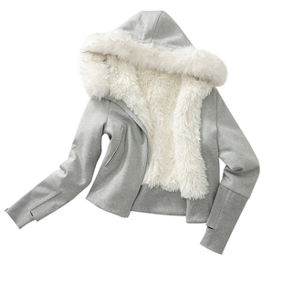 page ninenine 25aw秋季时尚运动保暖修身连帽毛领卫衣外套上衣女