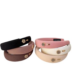 小香风~山茶花海绵发箍女高颅顶洗脸压发头箍法式复古高级感头饰