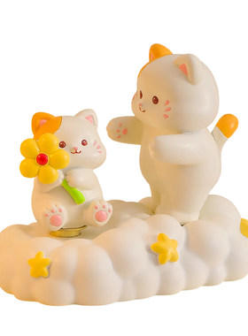可爱猫咪转转摆件办公桌面装饰品