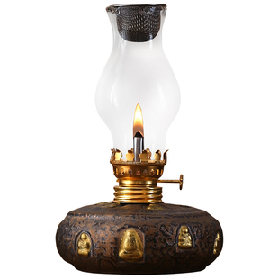 复古陶瓷酥油灯盏摆件禅意茶室庭院氛围灯桌面煤油灯供佛长明灯