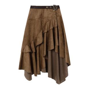 Jamor加墨麂皮不规则半身裙子时尚辣妹潮流裙2025秋冬新款