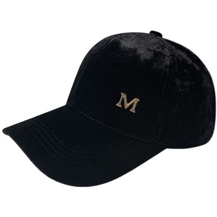 帽子女秋冬百搭鸭舌帽韩版街头潮人M标金丝绒冬季保暖青年棒球帽