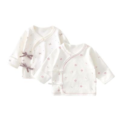 2件半背衣新生婴儿春秋季衣服52码产房和尚服初生宝宝a类纯棉上衣