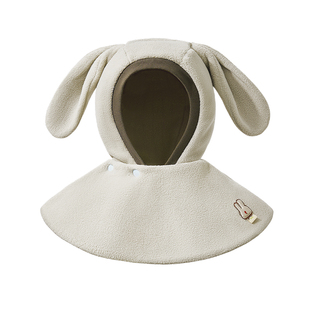 KK树宝宝帽子秋冬新款婴儿围脖一体男童女孩保暖护耳帽套头披肩帽