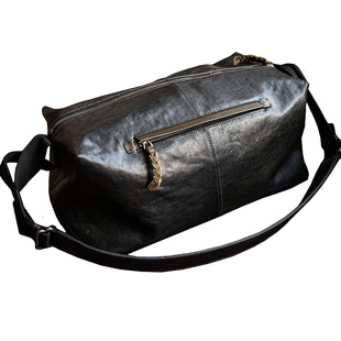 男士真皮旅行包轻软头层牛皮日常单肩斜挎包大容量休闲运动健身包