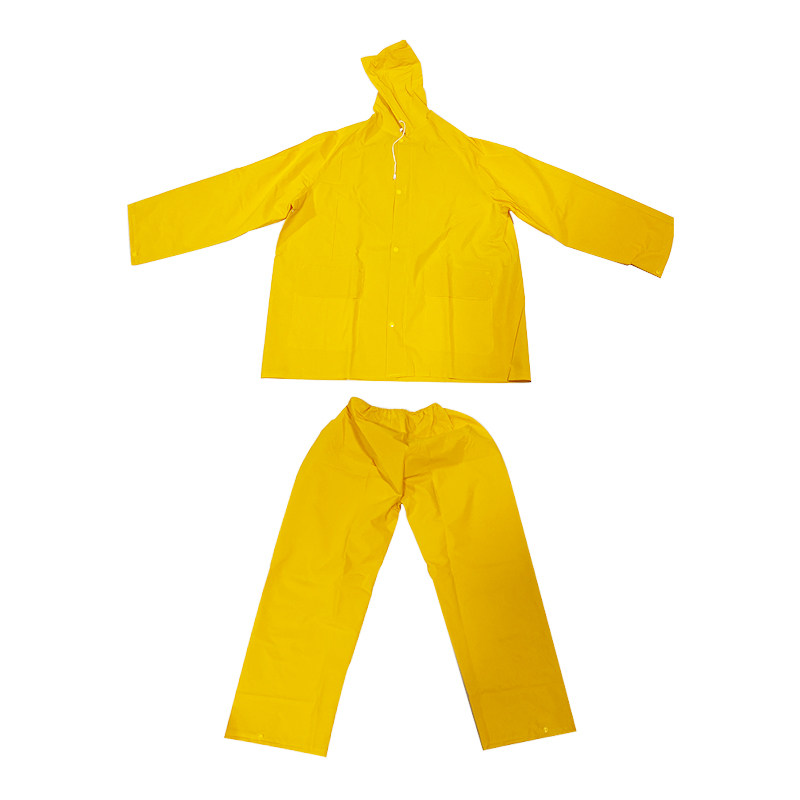 黄色连体雨衣PVC带帽贴布长款雨衣套装涂层防水服雨披IMPA190431
