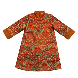 叙罗儿童拜年服冬季新款宝宝唐装新中式旗袍兄妹装外套男女童唐装