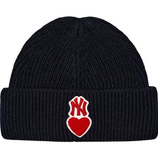 【自营】MLB男女情侣爱心毛线帽运动防风保暖刺绣针织帽秋冬新款