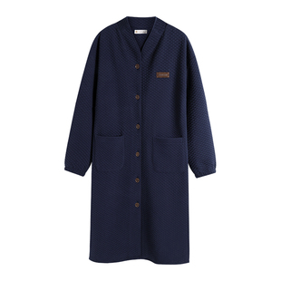 妮狄娅情侣睡衣女秋冬长袖纯棉加厚夹层睡袍男复古文艺家居服套装