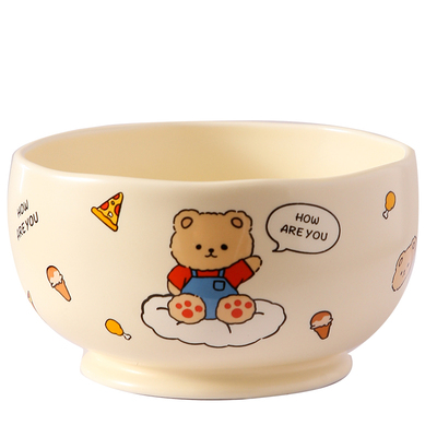 奶油风小熊碗碟盘一人食陶瓷餐具
