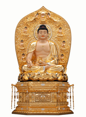 典藏全铜贴金东方三圣佛像家用供奉日光月光菩萨药师佛三尊摆件