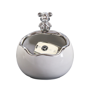 入户玄关装饰品摆件暴力熊钥匙收纳置物架鞋柜客厅软装高级感小众