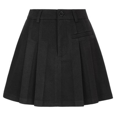 2025新款韩系学院风毛呢西装百褶裙女高腰显瘦a字短裙秋冬装裙子