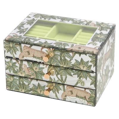 LAMUANA小灵豹首饰盒珠宝盒3层轻奢饰品盒收纳盒高密度绒布83748