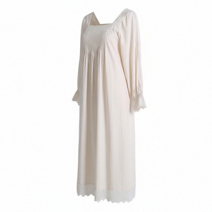 法式复古宫廷风睡衣女过膝脚踝可外穿睡裙纯棉宽松公主风晨袍春秋