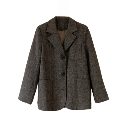 羊毛彩点花岗呢复古西装外套