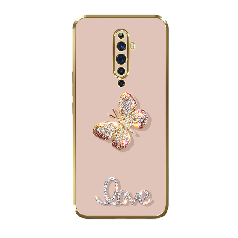 镶钻蝴蝶手机壳OPPOreno2硅胶潮