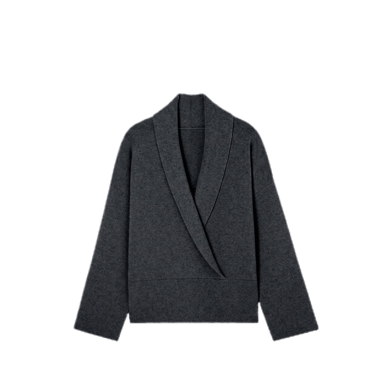 老钱风青果领围裹收腰套头毛衣