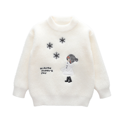 卡通洋气冬季女童水貂绒毛衣