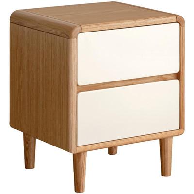 源氏木语橡木原木奶油实木床头柜