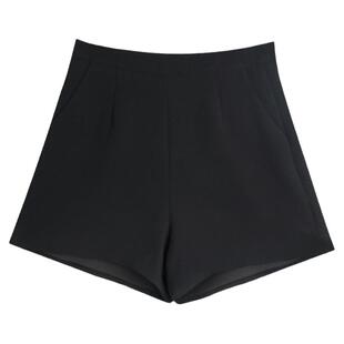 VASSE美蟹黑色高腰A字西装阔腿短裤子女新款小个子薄款显瘦休闲裤
