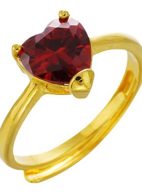 宝石爱心戒子活口可调节紫色戒指