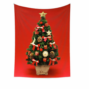 圣诞树背景布节日气氛墙上装饰挂毯画布宿舍卧室竖版墙布ins挂布