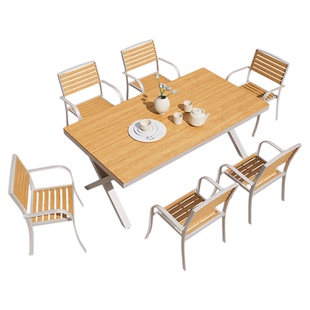 户外桌椅组合庭院防腐塑木室外休闲餐桌椅套装花园露天阳台茶桌椅