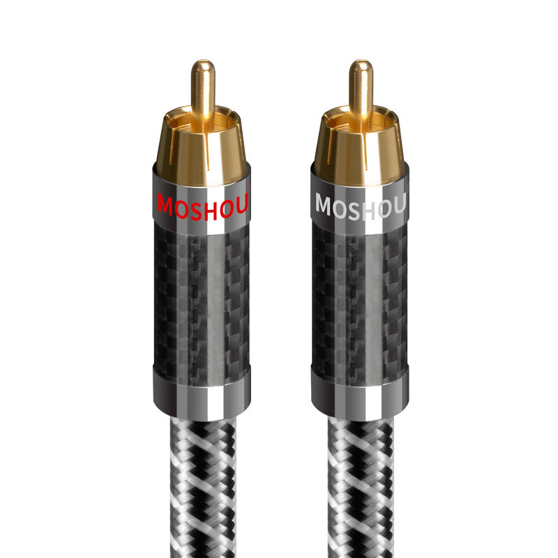 魔兽碳纤音频信号线发烧HiFi音响功放RCA双莲花红白AV线同轴炮线