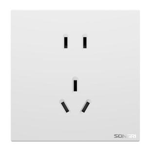 松日开关插座R6雅白色超薄面板多孔家用暗装五孔墙壁16A空调灰色