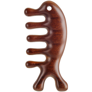 多功能檀木梳子防脱发头皮部按摩梳海豚经络头疗疏通便携小随身