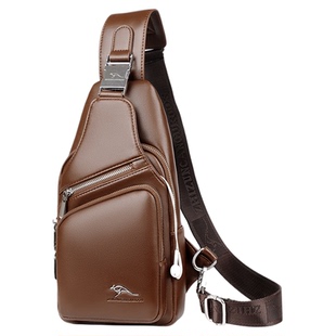 佧蒂袋鼠真皮胸包2025新款男士外出便携包大容量多功能单肩斜挎包