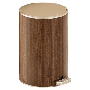 垃圾桶家用2025新款高颜值客厅带盖脚踏双开盖厕所厨房复古仿木纹