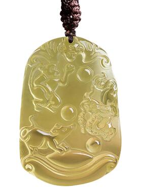 黄水晶三合贵人猴鼠龙吊坠申子辰