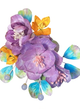 绒花发簪桂花牡丹汉服发饰头饰