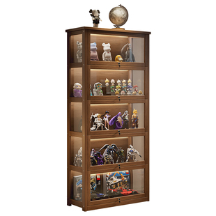 手办展示柜实木带灯带锁亚克力展示架乐高挂件收纳玩具模型展示盒