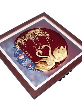 威弗列德结婚礼物心心相印天鹅金箔画送新人新娘创意新婚轻奢摆件