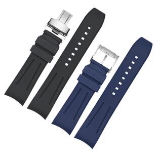 弧口氟橡胶表带适配万国飞行员美度劳力士水鬼欧米茄海马手表链男