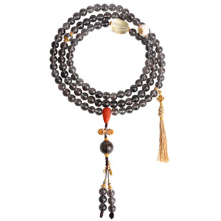 心斋堂【陀罗】收藏天然黑金超七水晶手链双轮骨干黑发晶手串佛珠