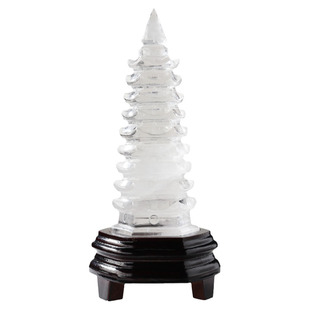 天然白水晶矿物原石雕刻摆件文昌塔家居桌面办公学生装饰摆件现货