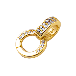 S925纯银首饰扣头diy吊坠连接扣双环百搭扣翡翠珍珠项链吊坠扣链