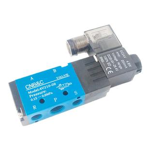 二位五通DC24V电磁气阀带磁控制阀自动换向阀220V 4V210-08