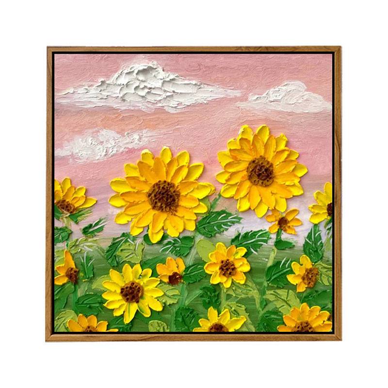 治愈奶油风向日葵肌理画DIY