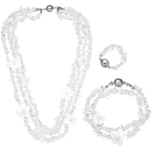 SPECIAL气质白水晶项链珍珠多层叠戴颈联贝壳手链套装2026年新款