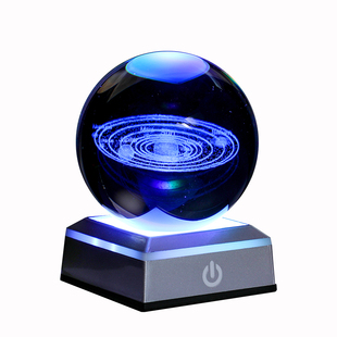 水晶球小夜灯摆件太阳系月球水母玻璃球星系装饰品送朋友生日礼物