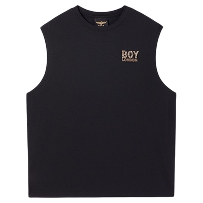 BOYLONDON夏季男女同款经典烫金翅膀高街时尚潮牌无袖T恤N02900